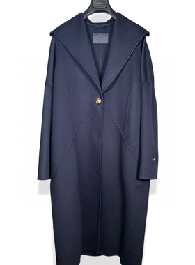 意大利代购GIADA迦达2024新款藏蓝色长款羊绒大衣