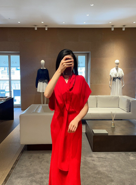 意大利代购GIADA2024新款优雅知性连衣裙女设计感飘带领结连衣裙