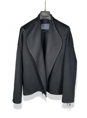 GIADA迦达意大利代购2024秋冬新款黑色短双面羊绒大衣女