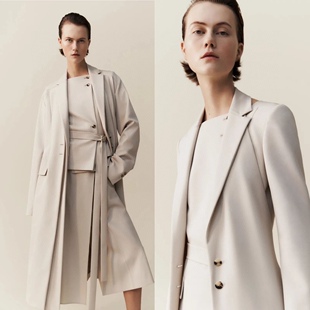 意大利giada代购23年春夏新款直筒长袖通勤长款Solis羊羔毛大衣