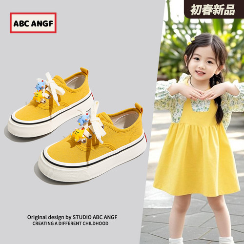 ABCANGF儿童帆布鞋软底大头板鞋