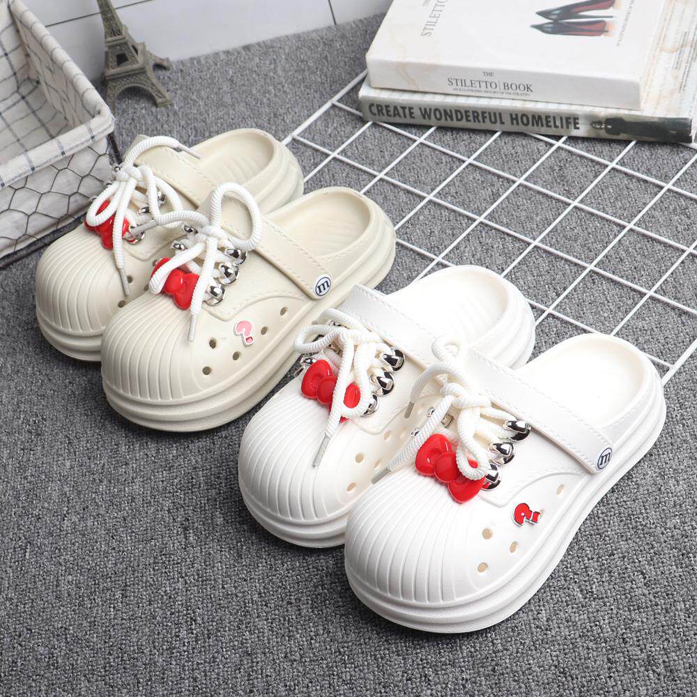 夏日甜美蝴蝶结包头女孩凉拖鞋系带超轻EVA防水防滑儿童外穿凉鞋