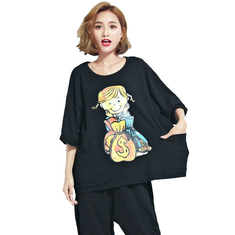 外贸出口宽松上衣 100~140斤胖MM显瘦简约女士休闲T恤