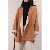 东雍 外套 毛穗系带羊绒针织开衫 孤品 秋冬女士加厚宽松长袖