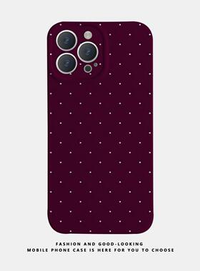 适用苹果oppo华为荣耀iphone16 14promax/13pro/nova10/p50E/mate50/iqoo11新款情侣手机壳简约红底白色小点