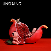 创意石榴新房家居装 饰摆件多子多福中国福娃糖葫芦工艺品新婚礼物