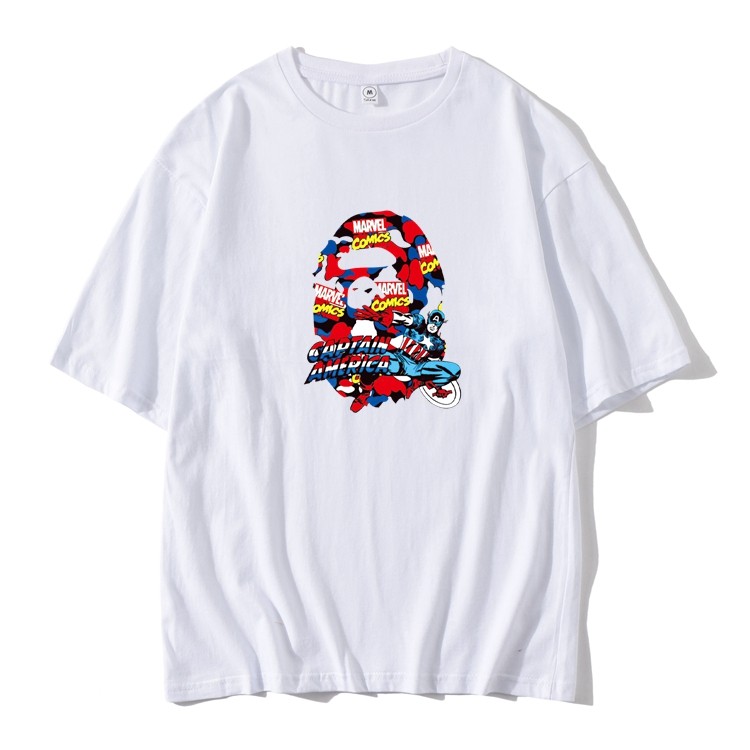 港版猿人头潮牌落肩款t恤衫男女情侣款纯棉百搭宽松街潮t恤包邮