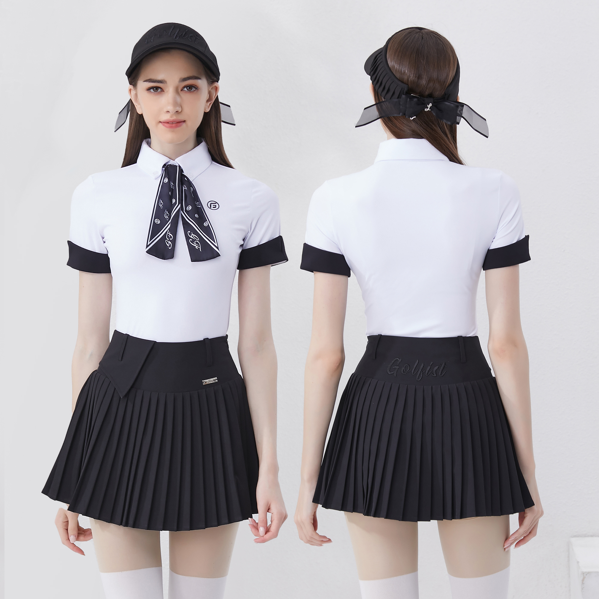 夏季高尔夫网球短袖百褶裙套装女