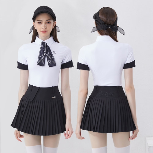 夏季高尔夫网球短袖百褶裙套装女