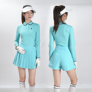 春秋女装长袖高尔夫女士速干上衣弹力运动裙子显瘦裤裙女士套装