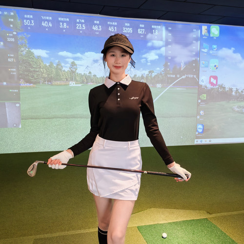 高尔夫服装女长袖POLO领修身套装