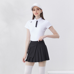 夏季高尔夫网球短袖女裙子羽毛球套装女修身golf女装上衣百褶裙女
