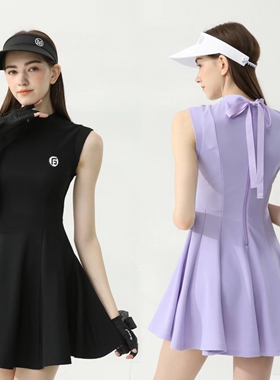 夏季高尔夫女装网球连衣裙韩版修身上衣短裙套装女短袖golf服装女
