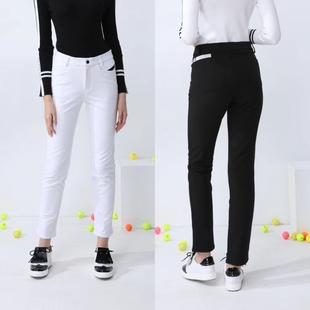 秋冬季高尔夫女士加绒长裤修身显瘦韩版上衣golf女装裤子白色套装