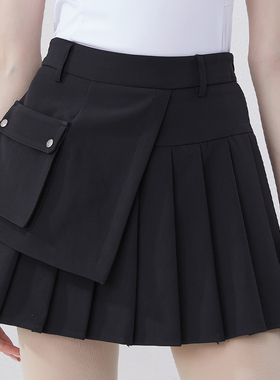 高尔夫网球百褶裙女半裙a字裙黑色半身裙2024新款golf夏季短裙女