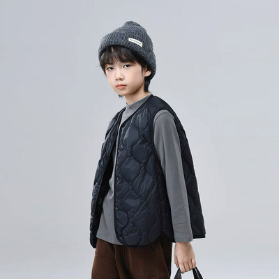 儿童羽绒马甲90白鸭绒新款秋冬轻薄保暖内胆坎肩背心百搭校服神器