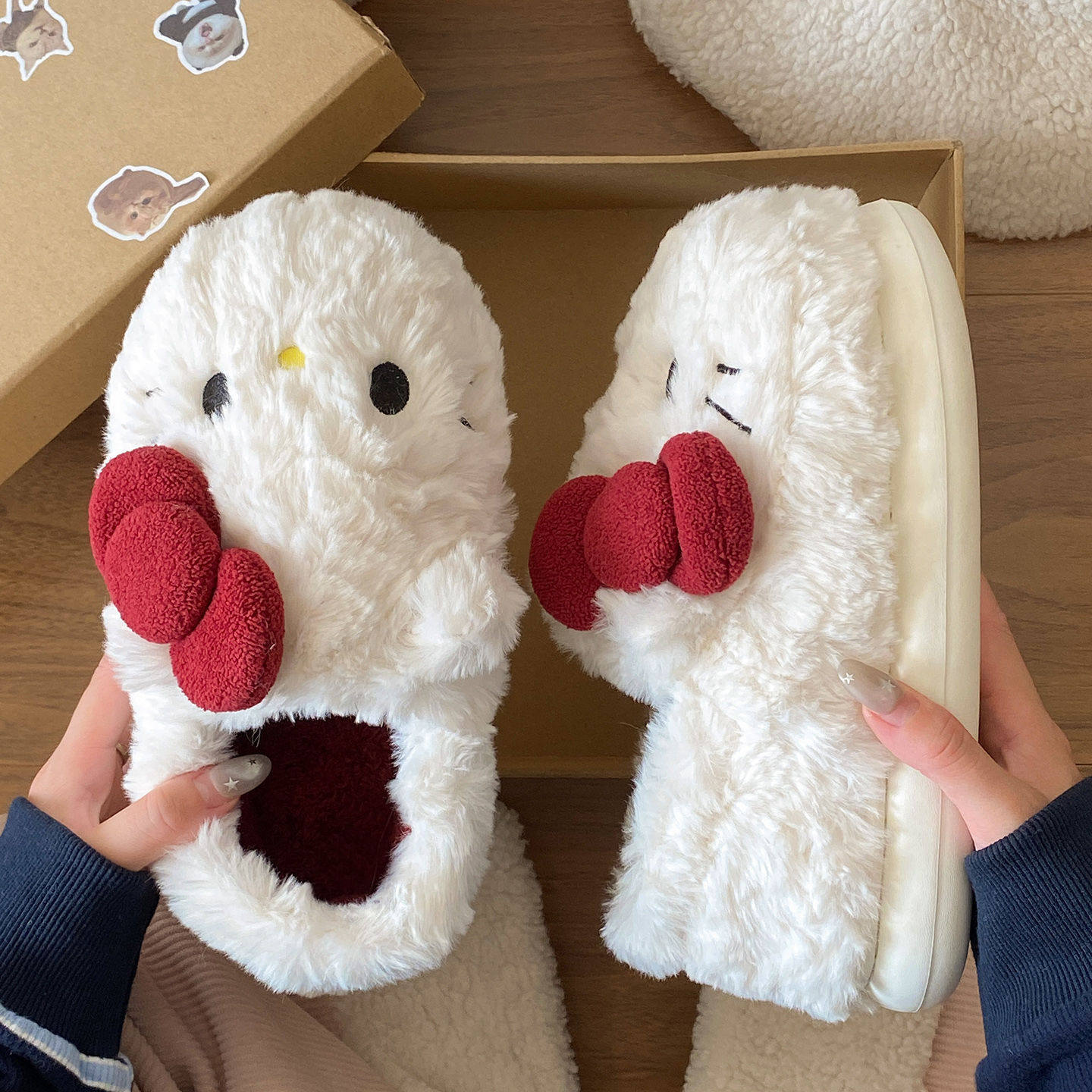 冬季爆款高颜值软萌蝴蝶结猫咪棉拖鞋居家保暖软底毛毛棉鞋女,女鞋,棉鞋,淘宝优惠券,粉丝福利购,淘宝优惠卷