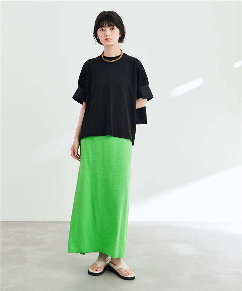 亚麻优雅女士长裙清爽透气弹力