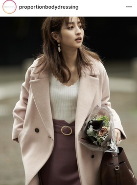 2.9W+日单秋冬PR0PORTION 甜美风50%羊毛宽松长款毛呢大衣女