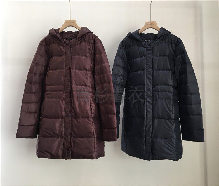 日标90%绒 轻薄款帽子可拆卸两穿中长款羽绒服女