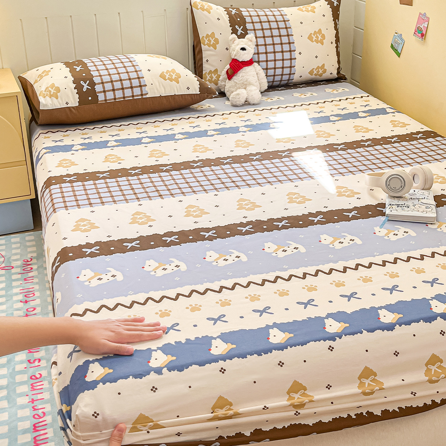 卡通纯棉100全棉床笠单件2026新款四季床垫保护罩席梦思床垫套子3