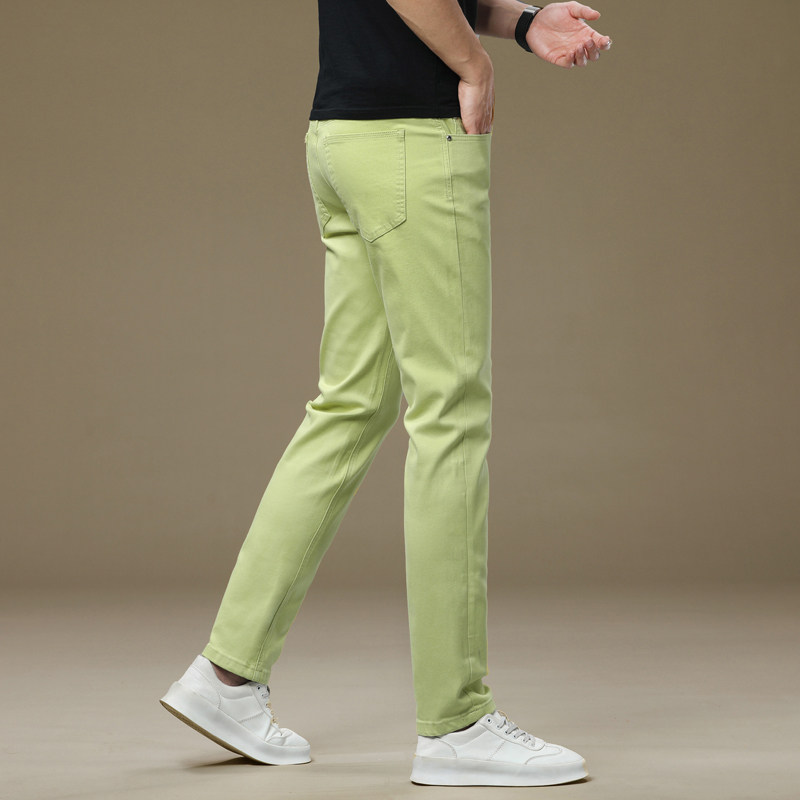 2026新款纯棉绿色牛仔裤男士巨好看裤子今年流行爆款夏天薄款男裤