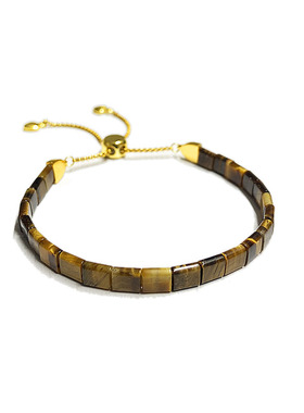 黄虎眼石小方块手链男女同款美拉德轻奢简约吸金小众时尚日常叠戴