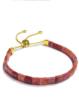 甜美风草莓晶小方块手链红色系宝石扁珠手环5mm女友闺蜜生日礼物