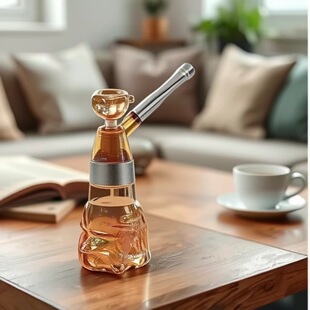 狮子头形玻璃水烟斗可拆卸易清洗狮子造型玻璃烟壶过滤水烟斗跨境