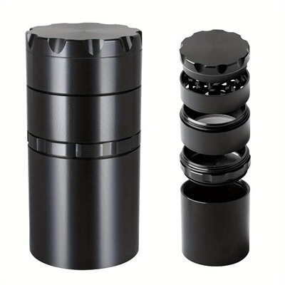 CNC精雕储藏罐铝合金磨烟器 50MM五层密封罐金属研磨器 Grinder
