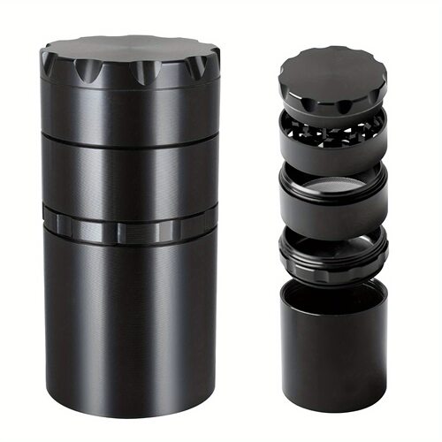 CNC精雕储藏罐铝合金磨烟器 50MM五层密封罐金属研磨器 Grinder