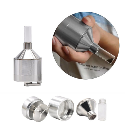 手摇铝合金磨烟器直径44/56mm碎烟斗草可磨粉状漏斗磨烟器grinder
