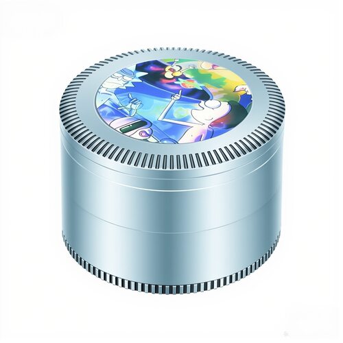 卡通贴纸磨烟器 63mm四层滚花手动锌合金烟草研磨器 Herb Grinder