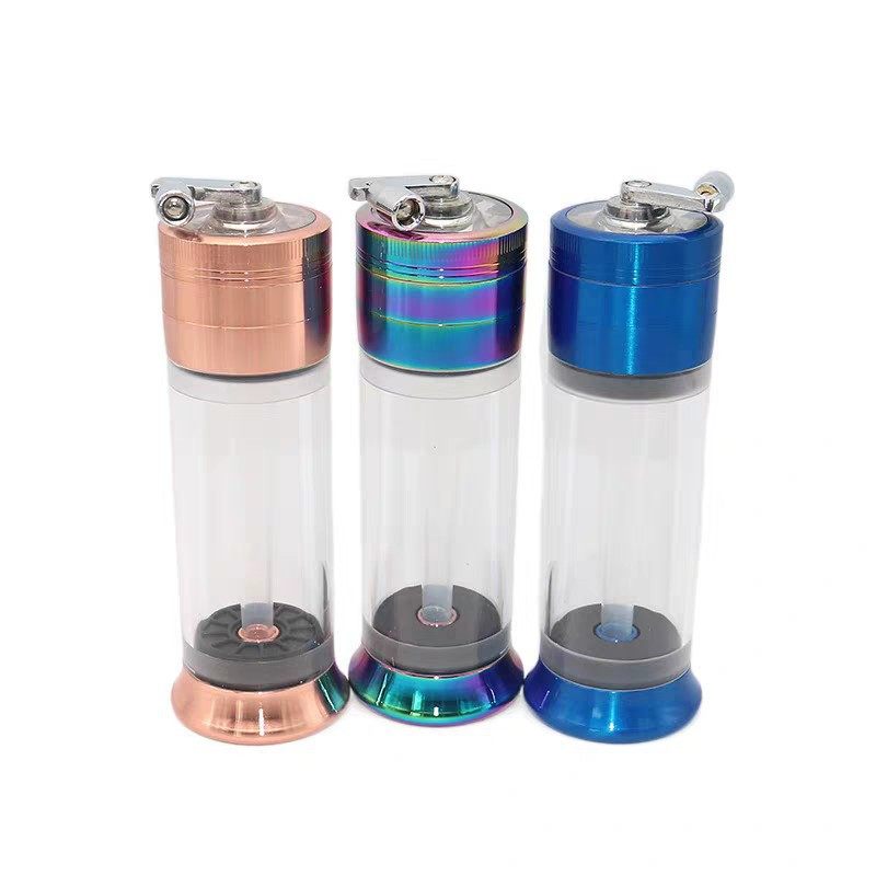 跨境热销手摇一体式填充磨烟器55mm喇叭管锥形烟草研磨机Grinder