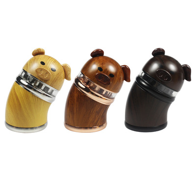 跨境新品锌齿弯曲小猪木纹抽屉开窗63mm大容量烟草磨烟器Grinder