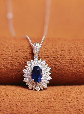 大女主驾驭蓝宝石项链明亮系蓝宝石繁美大气 低调且高级日常佩戴