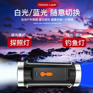 手电筒野台强光钓夜钓灯水上漂超亮大功率白光钓鱼灯氙气防水蓝光