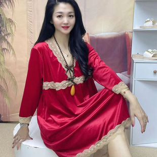 丝绒家居服女 2022年秋冬新款 睡裙韩版 宽松显瘦中长款 甜美减龄时尚