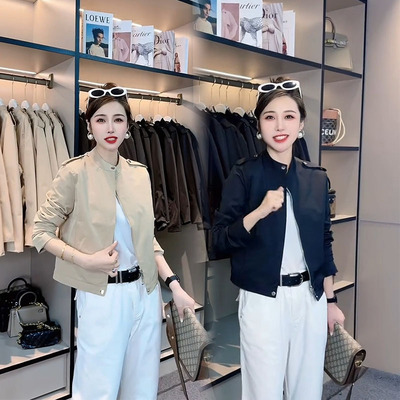 时尚宽松休闲百搭立领长袖短外套