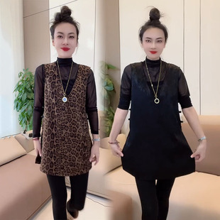 宽松显瘦百搭高级感砍袖 新款 国风马夹 豹纹复古马甲女2025秋季 时尚