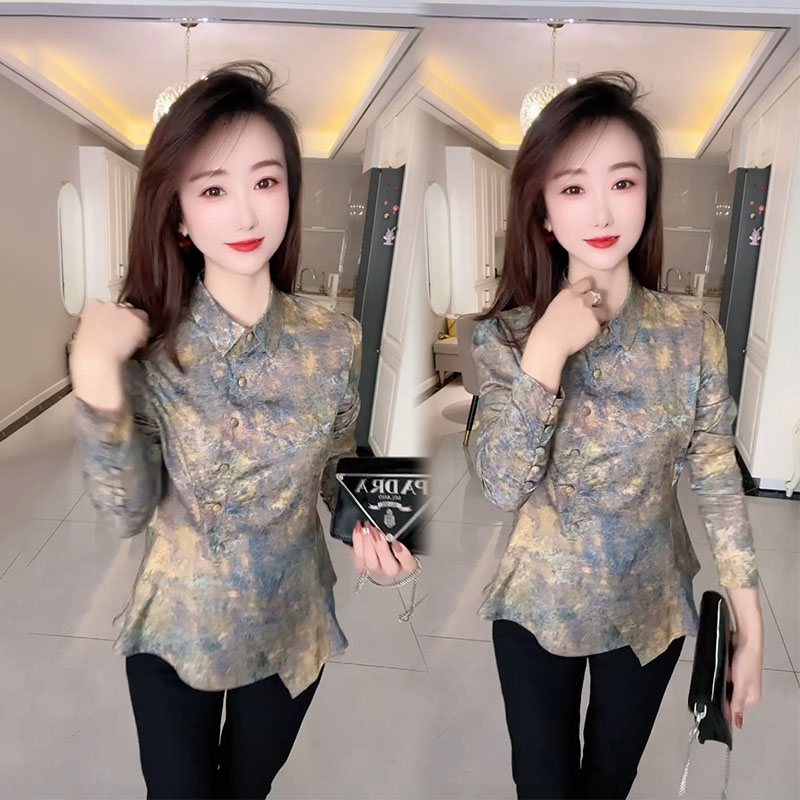 国风新中式盘扣翻领修身显瘦衬衫