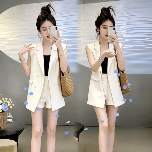 高级感职业时尚套装女2026年夏季新款砍袖翻领西服短裤休闲两件套