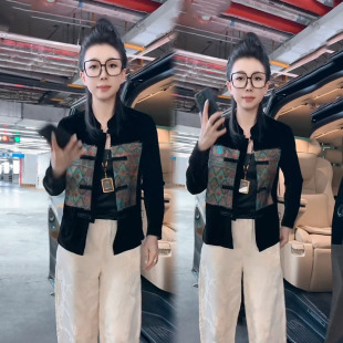 新中式国风拼接短外套女2025秋季新款立领高档气质盘扣百搭上衣潮