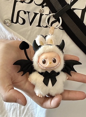 PomPom捣蛋恶魔心底密码娃衣mini小labubu四代配饰可爱红、魔鬼黑