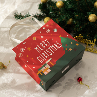 森屿叶圣诞节纸袋包装 手提铆钉围巾手套礼品袋节日情侣送礼物盒子