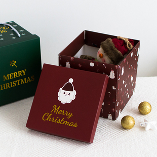 圣诞节日礼品盒礼盒叠盒大容量礼物糖果袋包装 零食毛绒玩具方形盒
