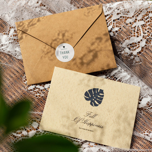 森屿叶复古对折贺卡生日小卡片