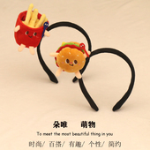 创意可爱搞怪仿真汉堡薯条发箍超萌卡通发卡洗脸拍照活动表演头饰