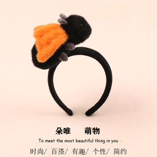 创意昆虫系知了发箍超萌卡通毛绒蝉公仔发卡搞怪拍照活动表演头饰