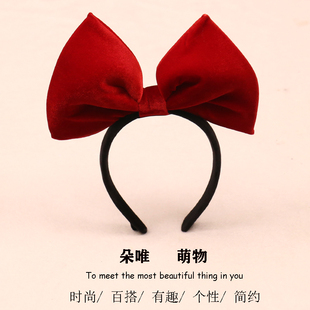 新款金丝绒超大蝴蝶结发箍拍照头饰超萌网红可爱发卡洗脸活动头箍